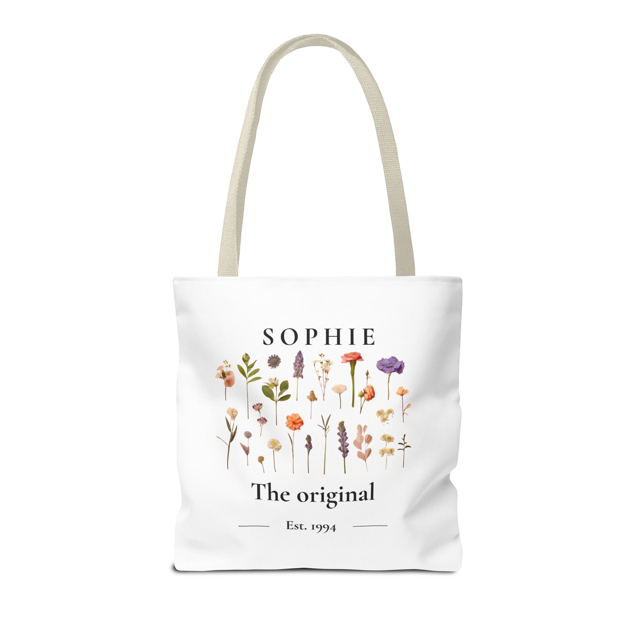 Personalised Floral Tote Bag — Custom Name & Year Garden Tote Gift