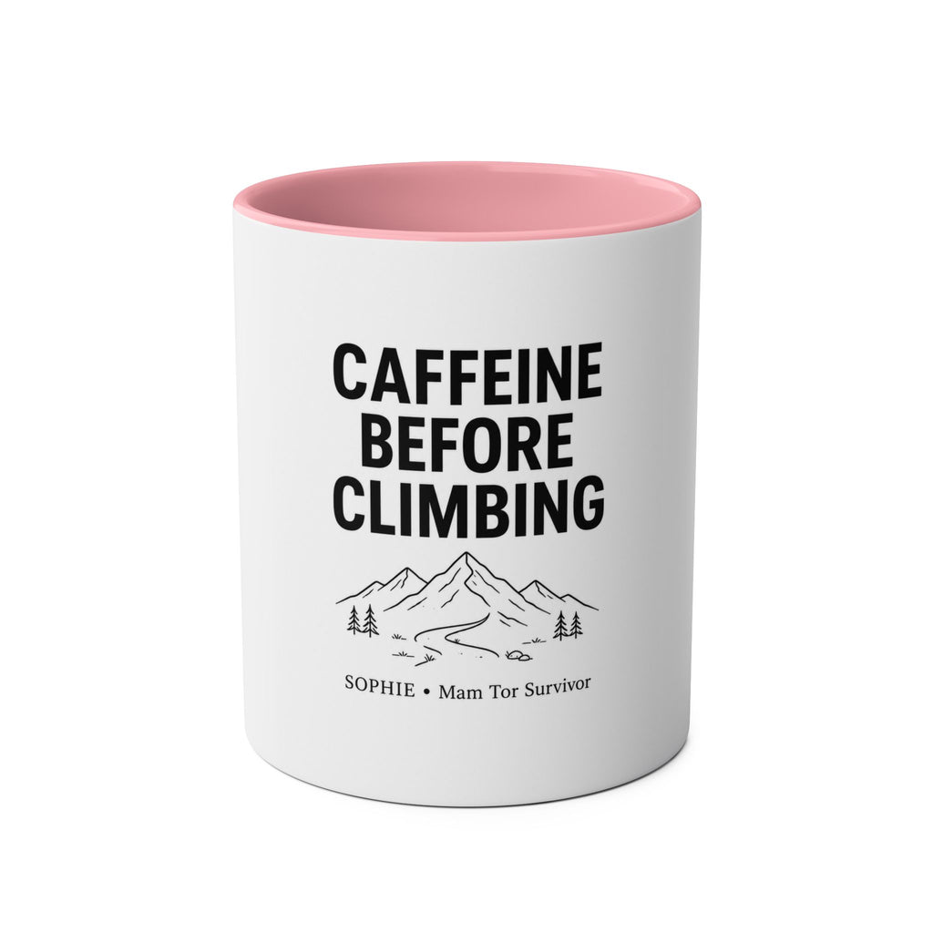 Personalised Climbing Mug – Caffeine Before Climbing