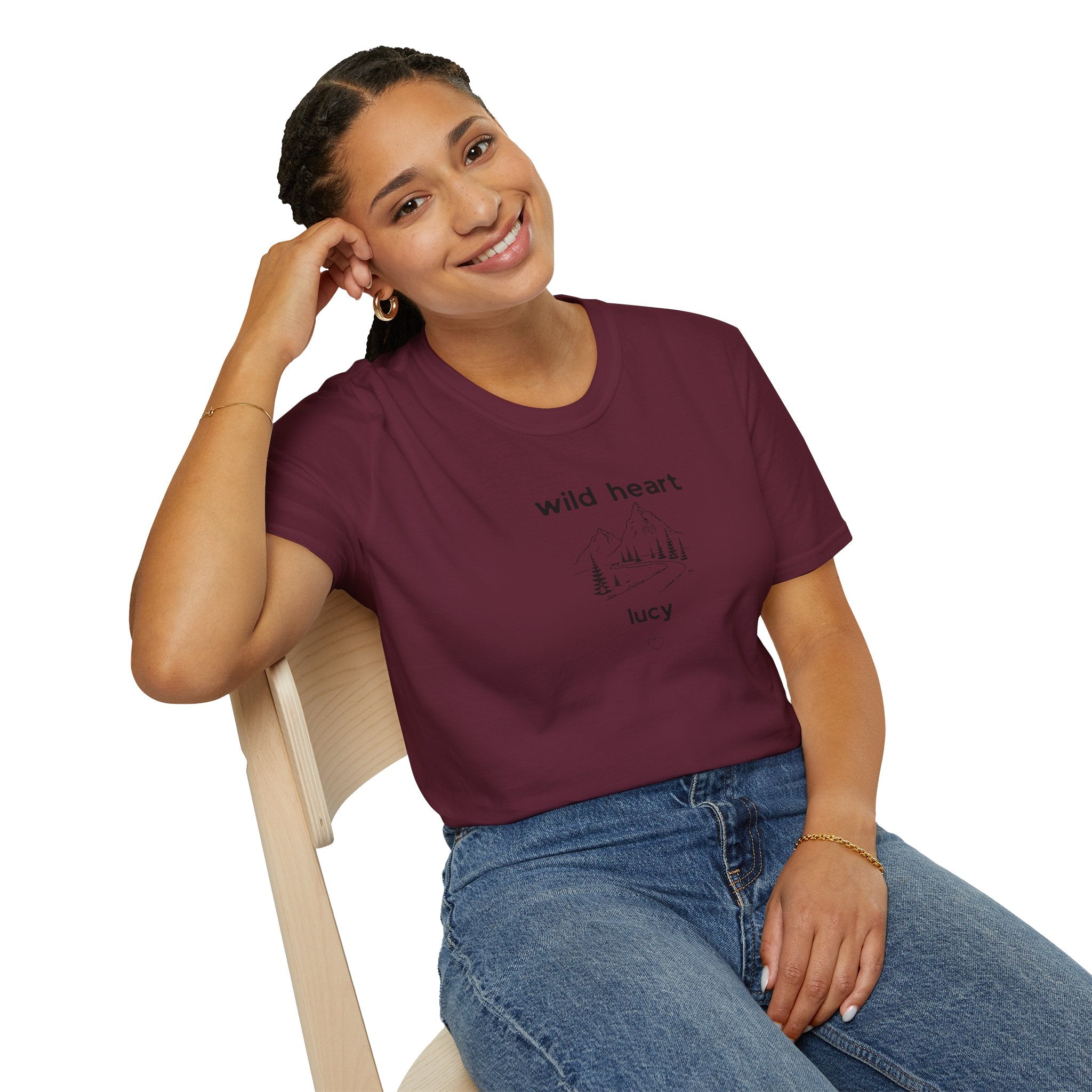 Wild Heart Mountain T-Shirt — Personalized 'lucy' Minimal Nature Tee