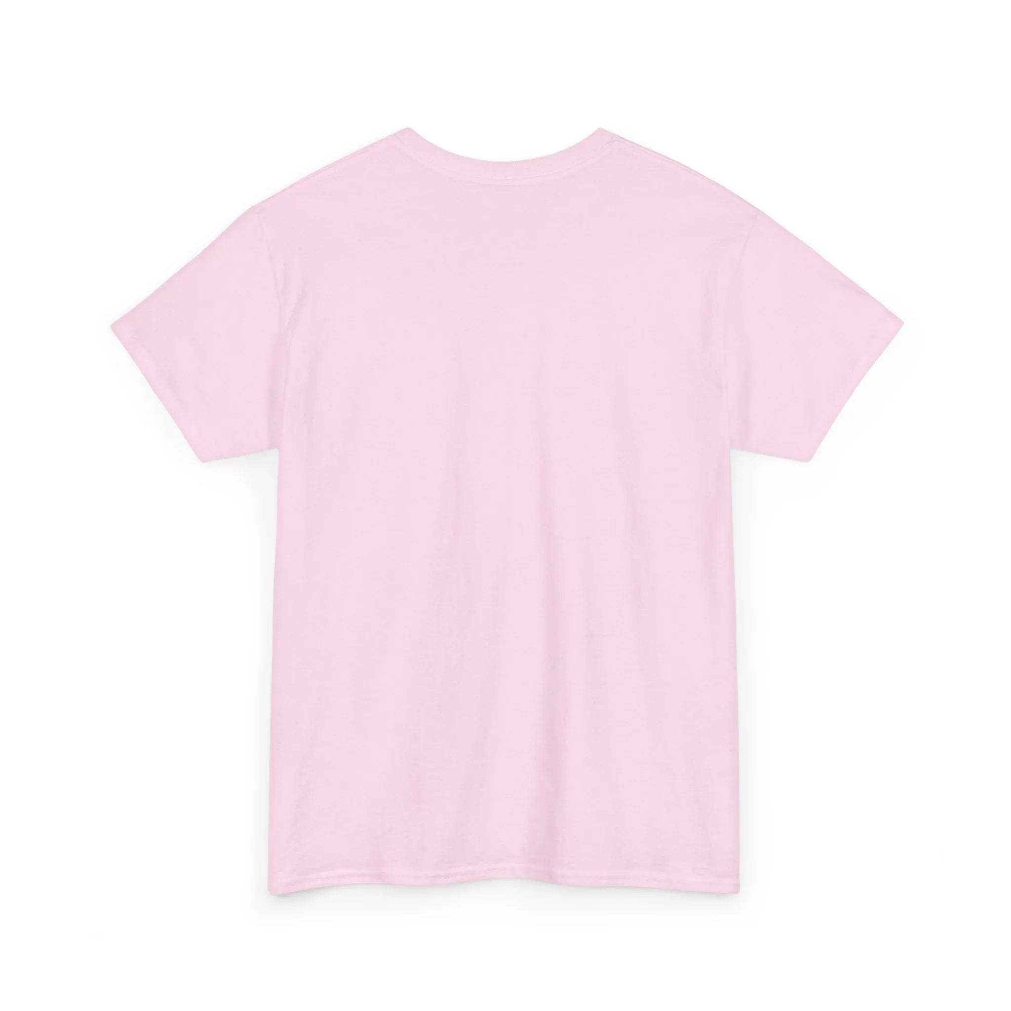 Unisex heavy cotton tee, light pink crewneck short-sleeve back view