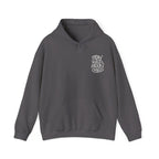Gray kids graphic hoodie with drawstring hood and front kangaroo pocket