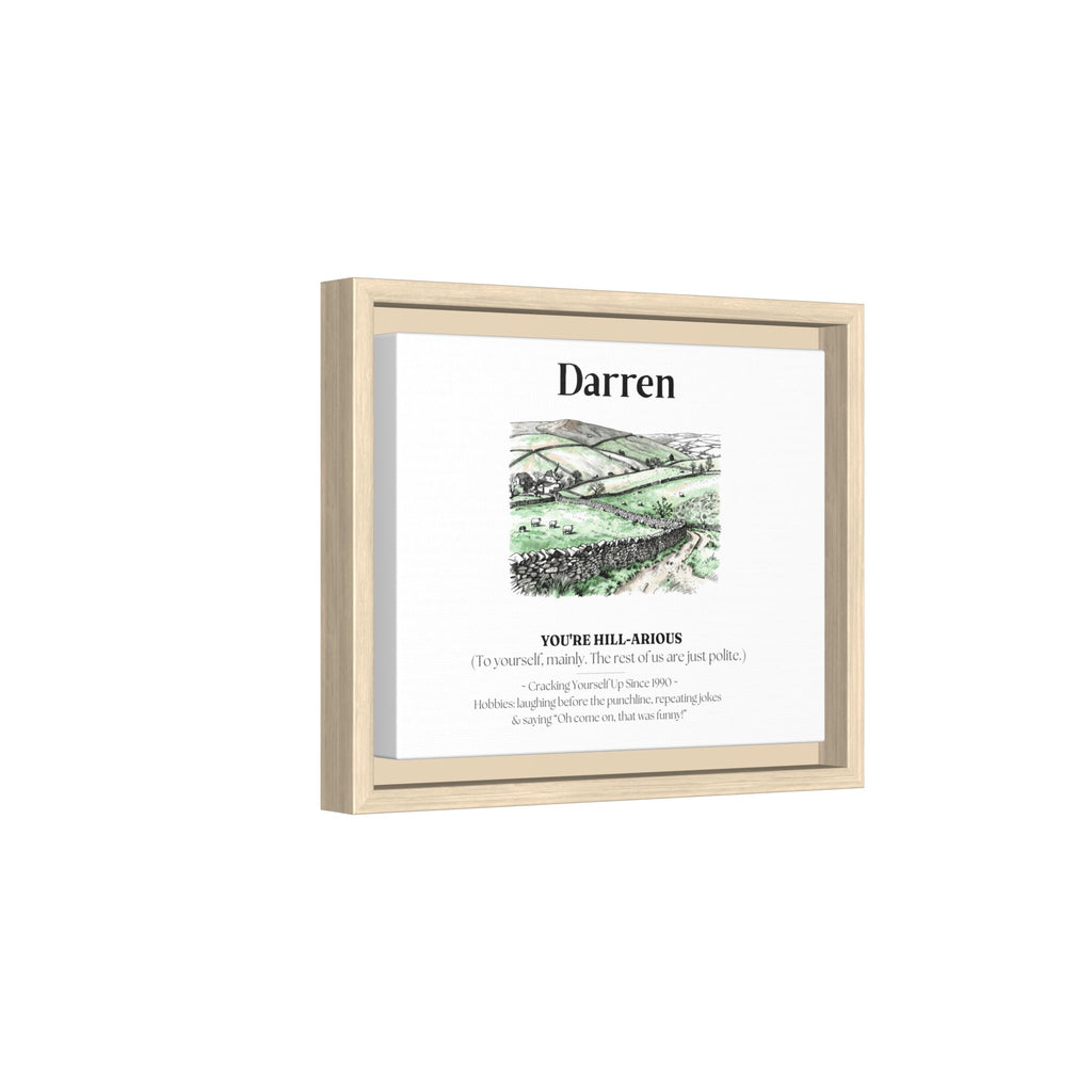 Personalised Framed Canvas Print — Funny Hill-Arrious Poem Art - AlleyCrafters