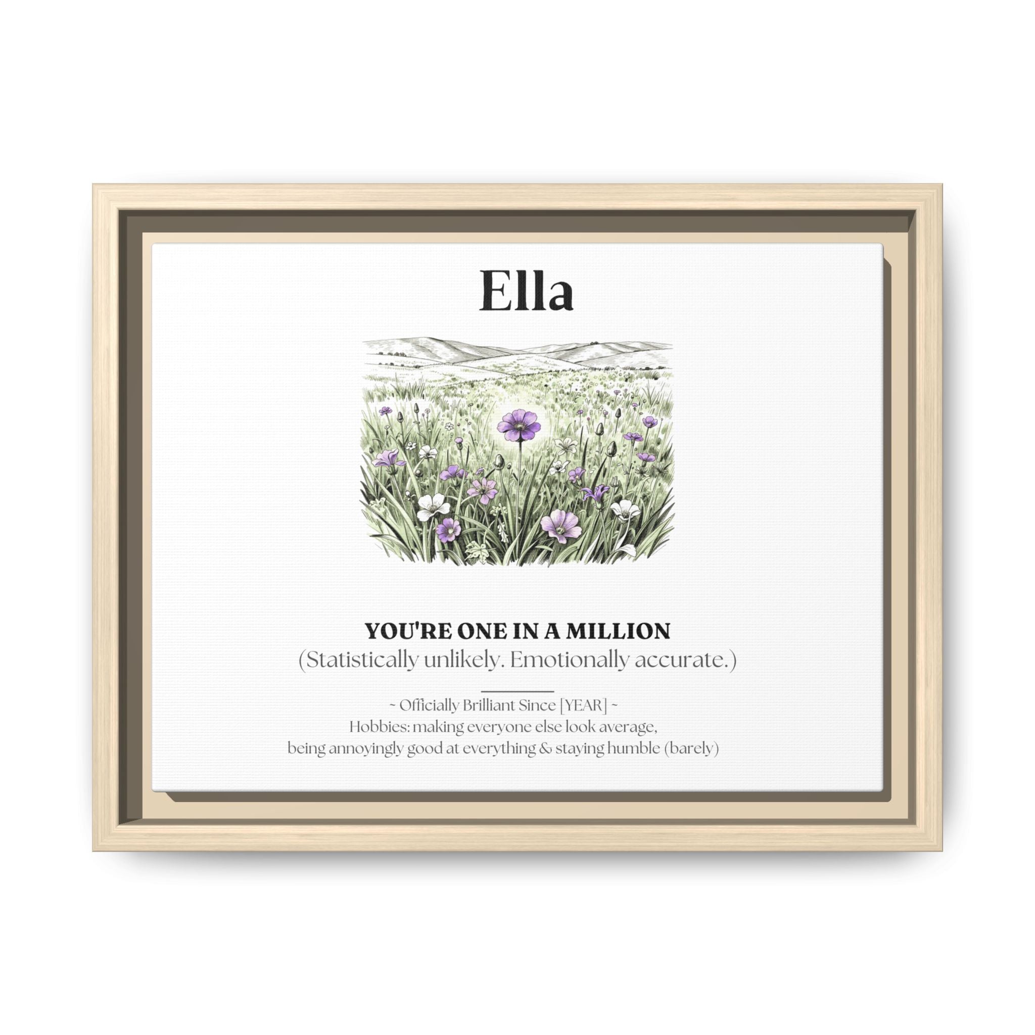 Personalised Wildflower Name Canvas Print — You're One in a Million - AlleyCrafters