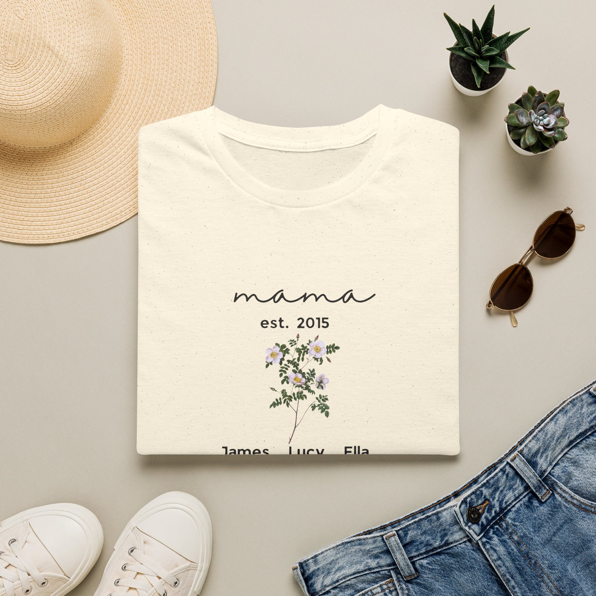 Mama Est. 2015 Floral T-Shirt | Personalised Mother's Day Gift