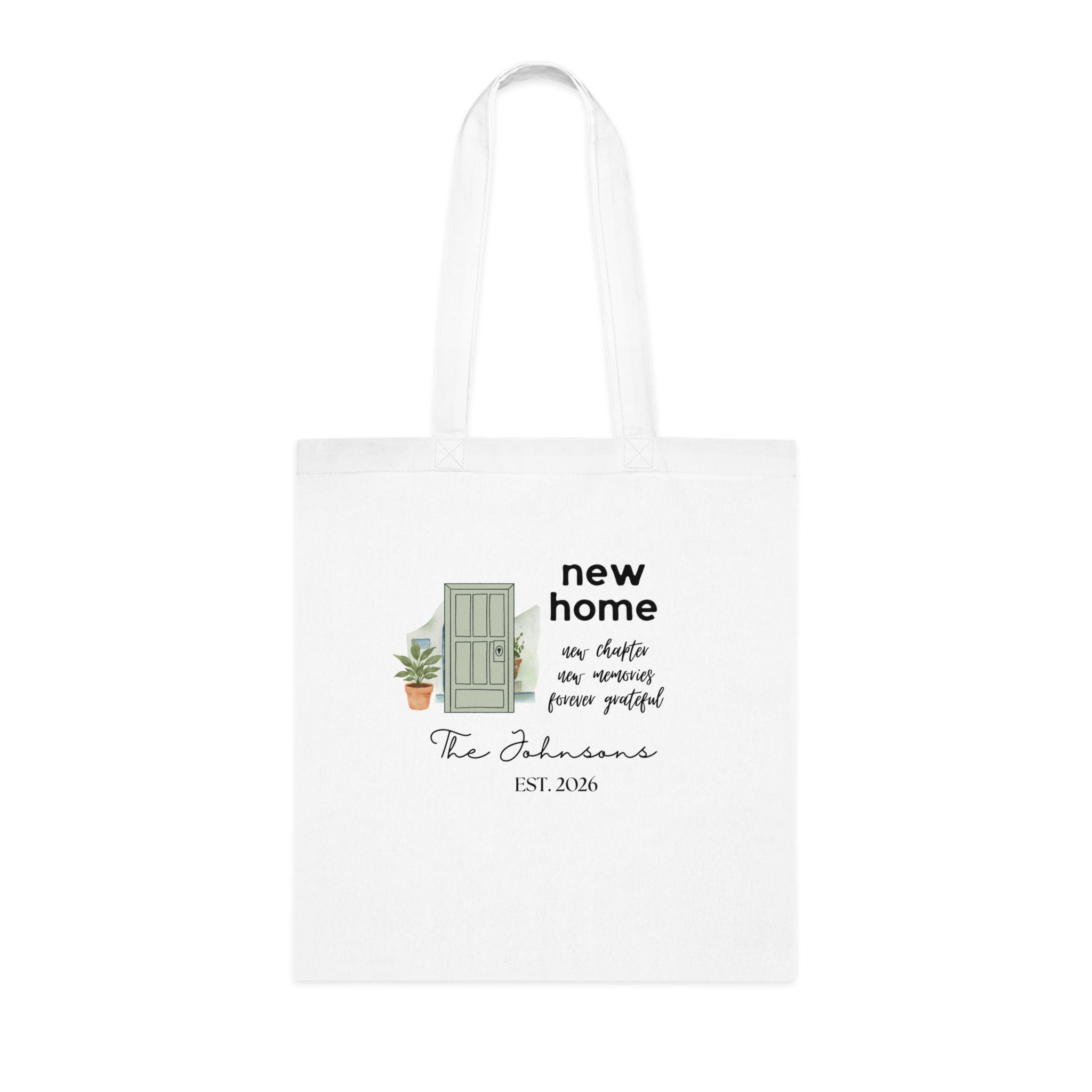 Personalised New Home Tote Bag | Door & Plant Design | Housewarming Gift