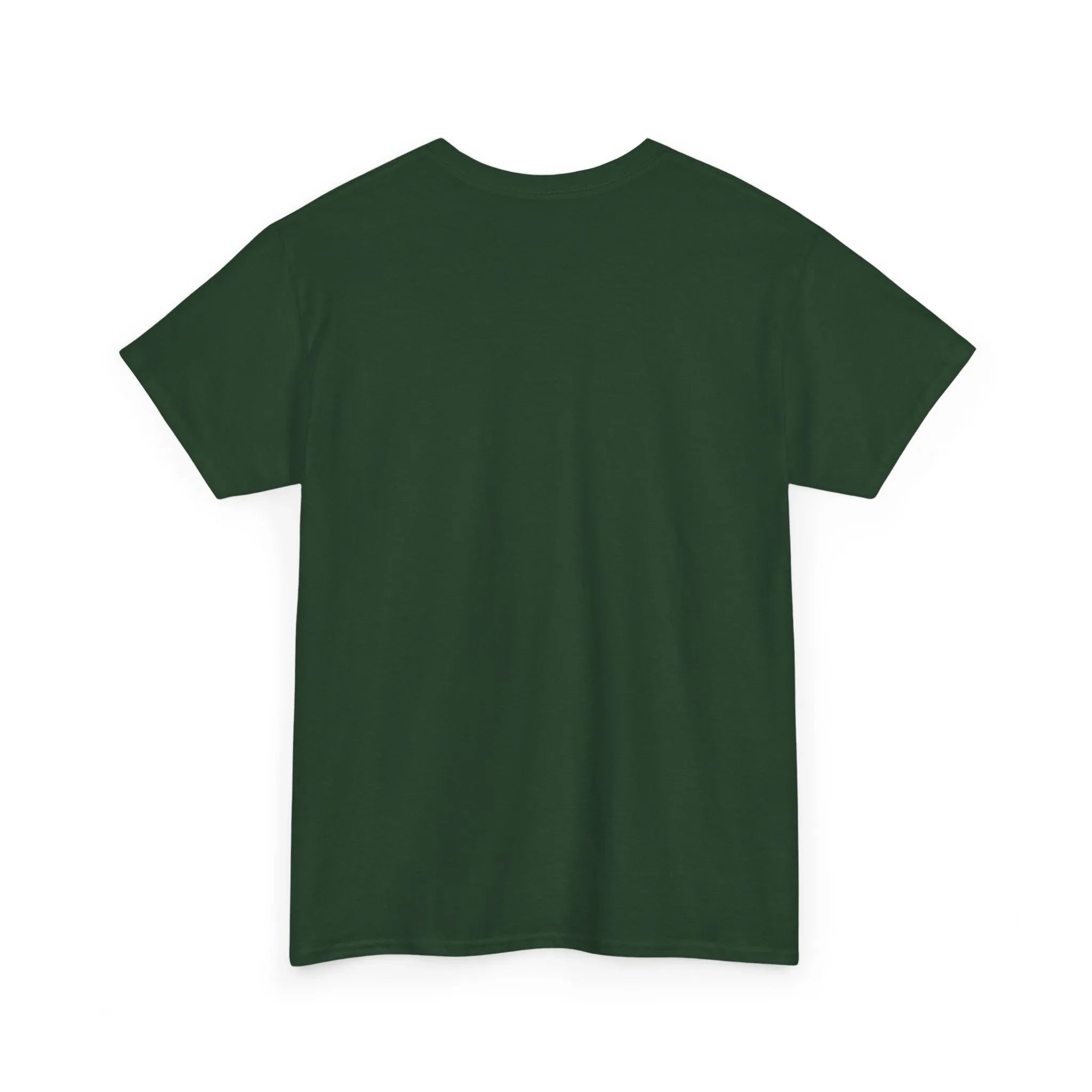 Green unisex heavy cotton t-shirt with crew neck and short sleeves, back view