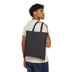 Black canvas tote bag, 'Honeymoon loading..' print and heart, two top handles