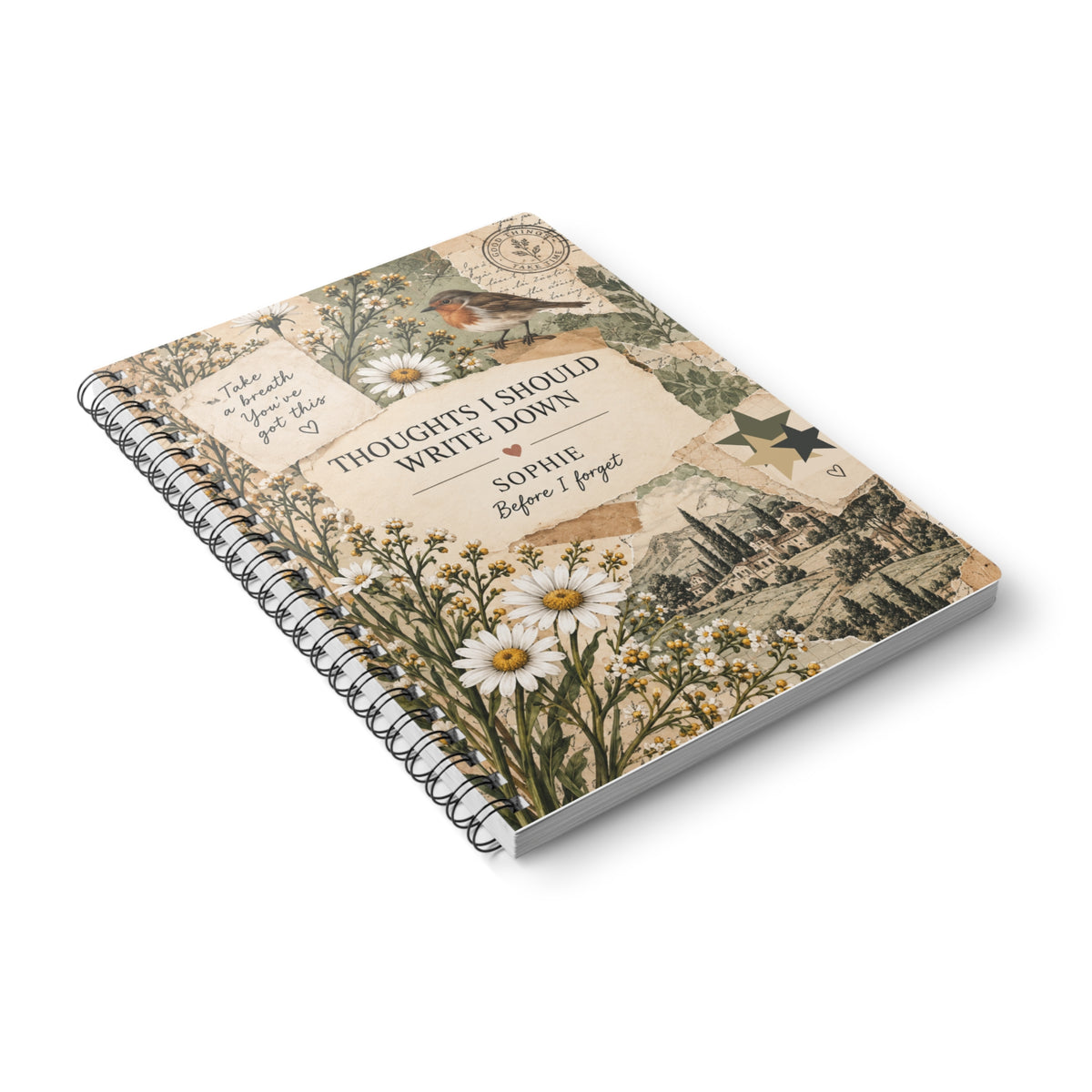 Thoughts I Should Write Down — Personalised A5 Floral Notebook