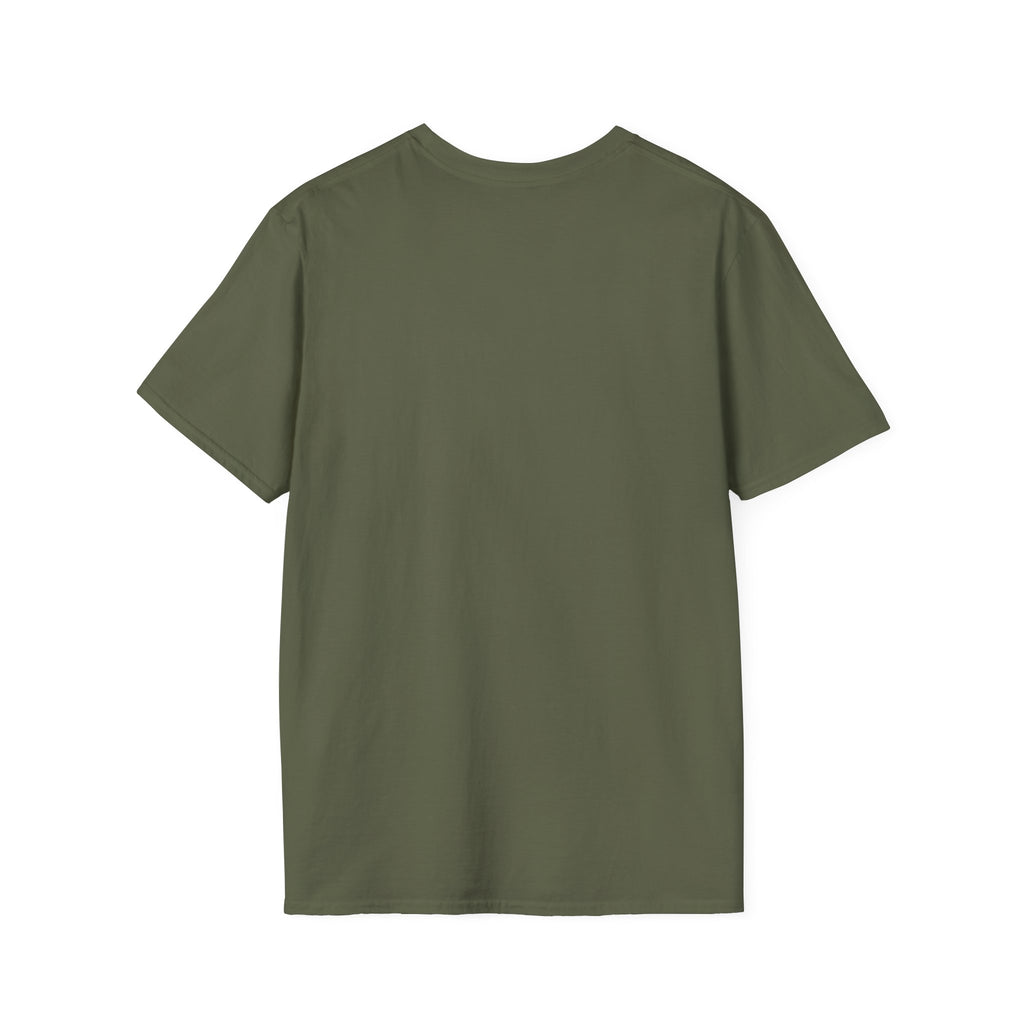 Olive green crewneck t-shirt, plain front without visible print