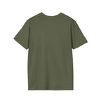 Olive green crewneck t-shirt, plain front without visible print