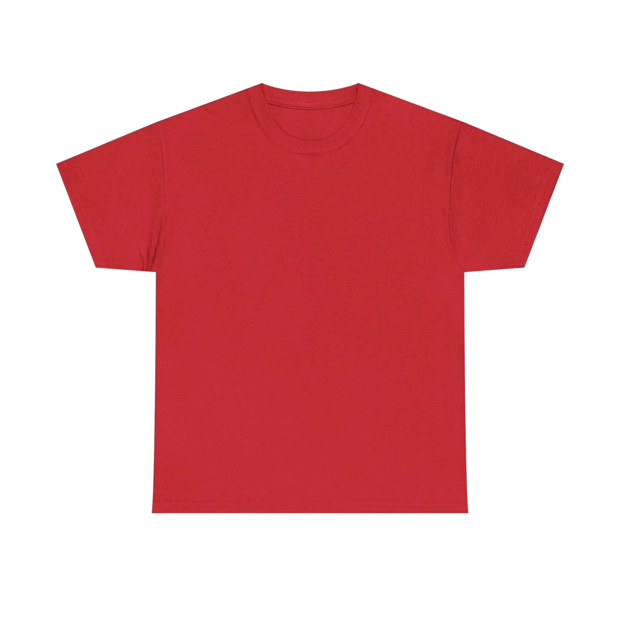 Unisex heavy cotton t-shirt, red crew neck short-sleeve
