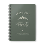 A5 hiking notebook, dark green cover with mountain and footprint text