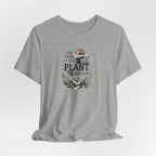 Light gray heather plant lover t-shirt with 'crazy plant person' botanical graphic