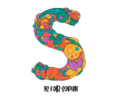 Personalised Floral Alphabet Tee - Fun & Vibrant S Design for Creative Kids