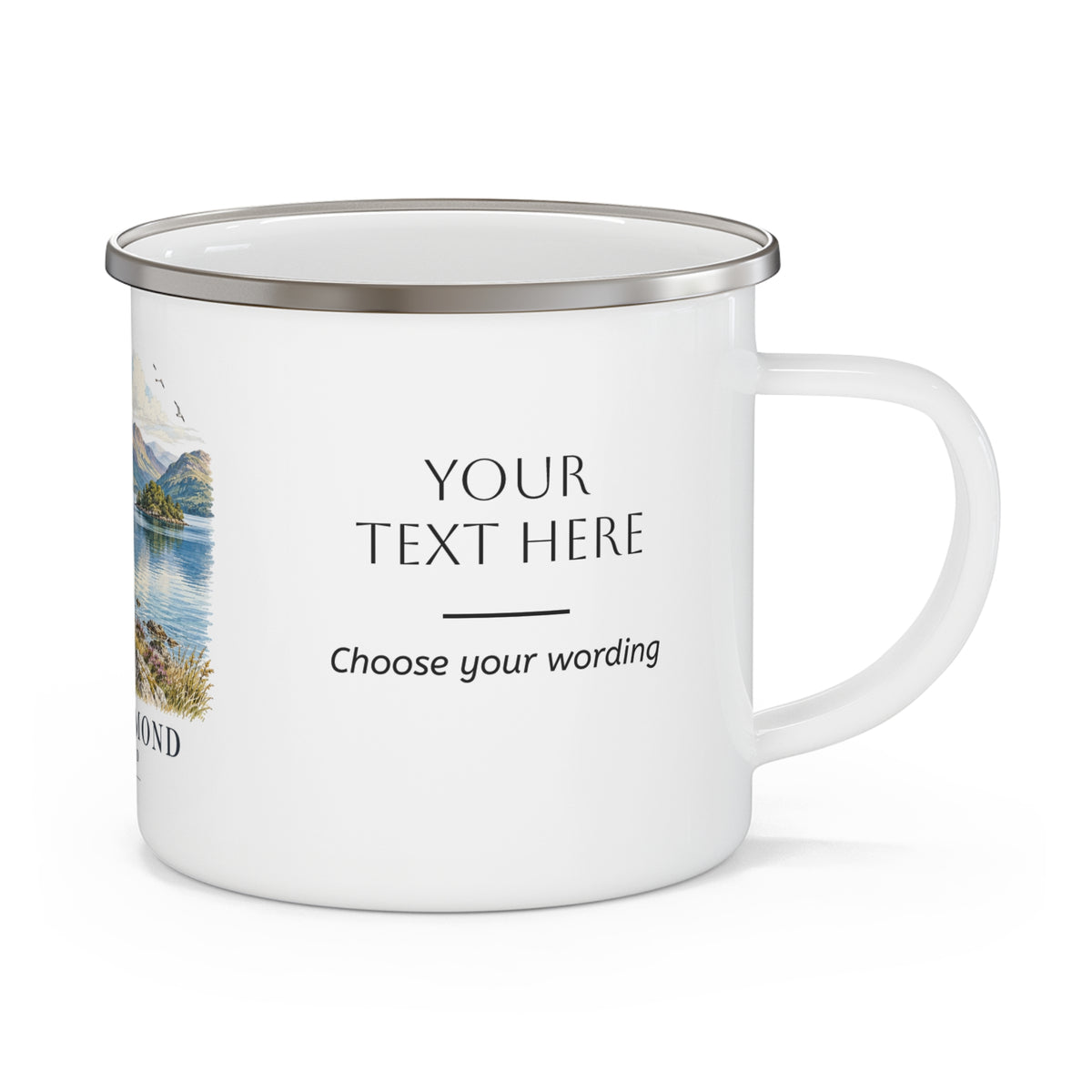 Personalised Loch Lomond Enamel Camping Mug, 12oz
