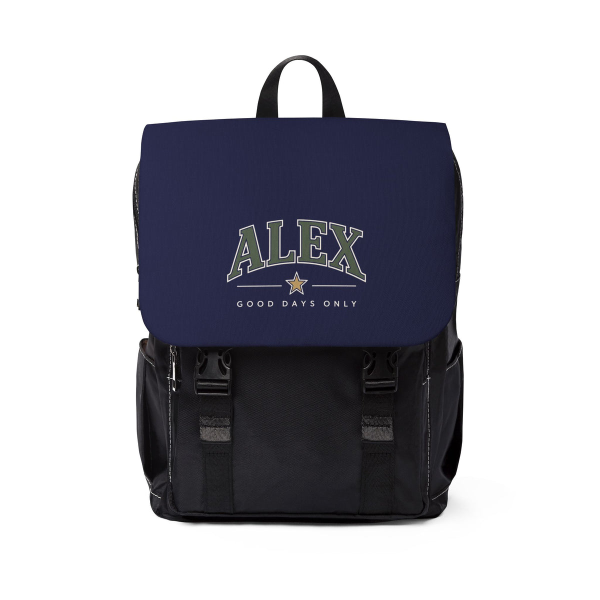 Personalised 'Good Days Only' Backpack — Navy Canvas Shoulder Bag