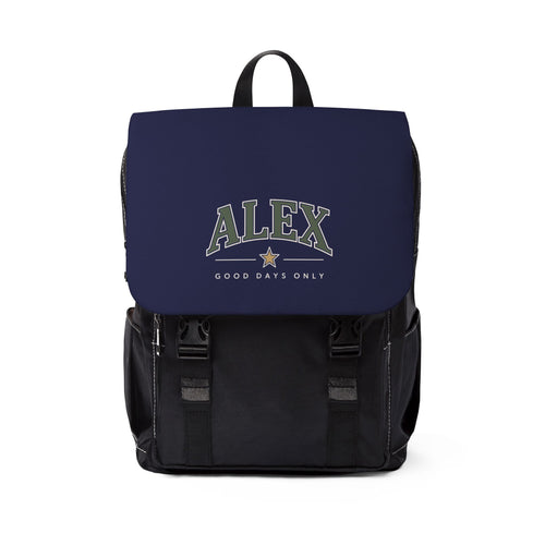 Personalised 'Good Days Only' Backpack — Navy Canvas Shoulder Bag