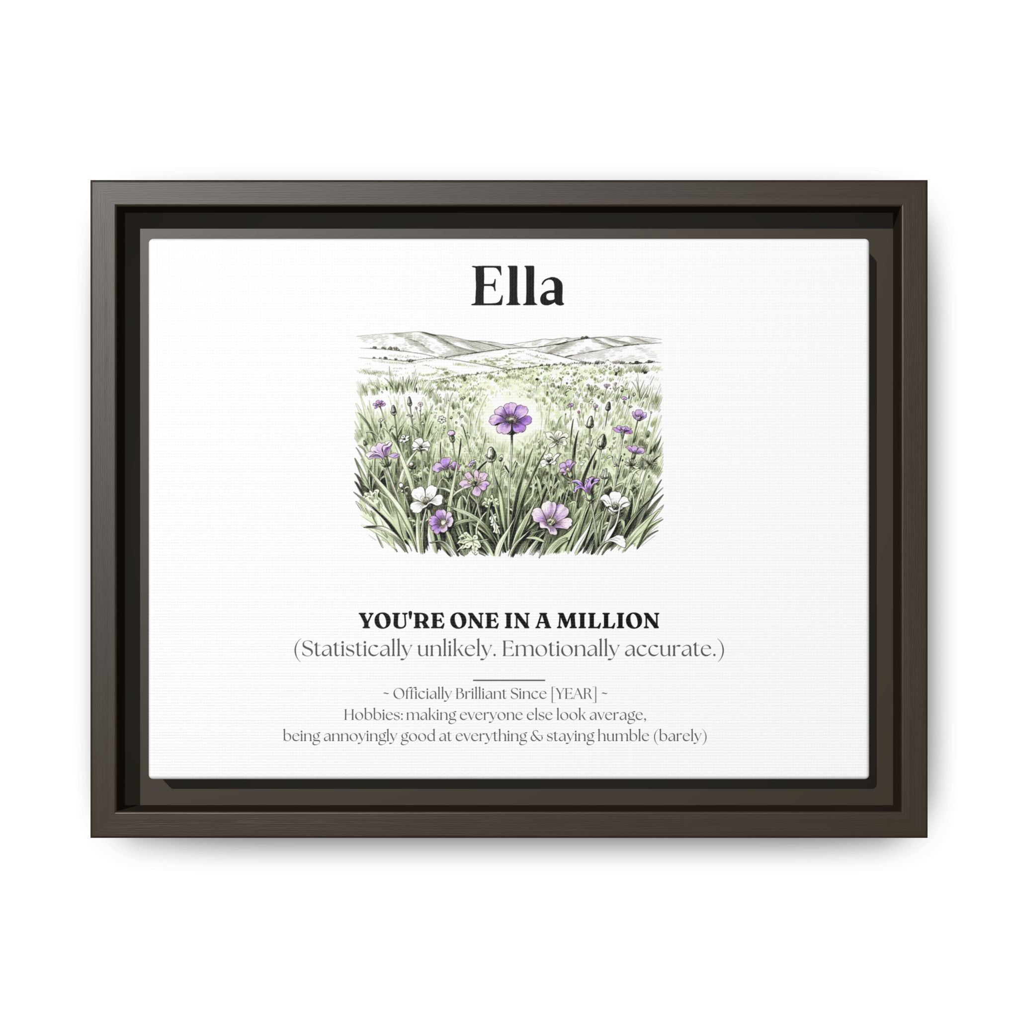 Personalised Wildflower Name Canvas Print — You're One in a Million - AlleyCrafters