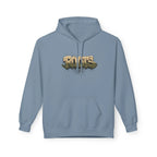 Light blue hoodie with drawstring hood, kangaroo pocket, and centered 'ROOTS' graphic.