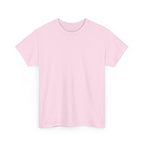 Unisex heavy cotton tee, light pink crewneck short-sleeve front