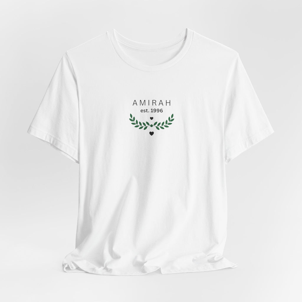 Personalised Name T-Shirt with Est Year | Custom Floral Monogram Tee