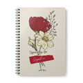 A5 floral journal notebook, beige cover with red flowers and black spiral binding