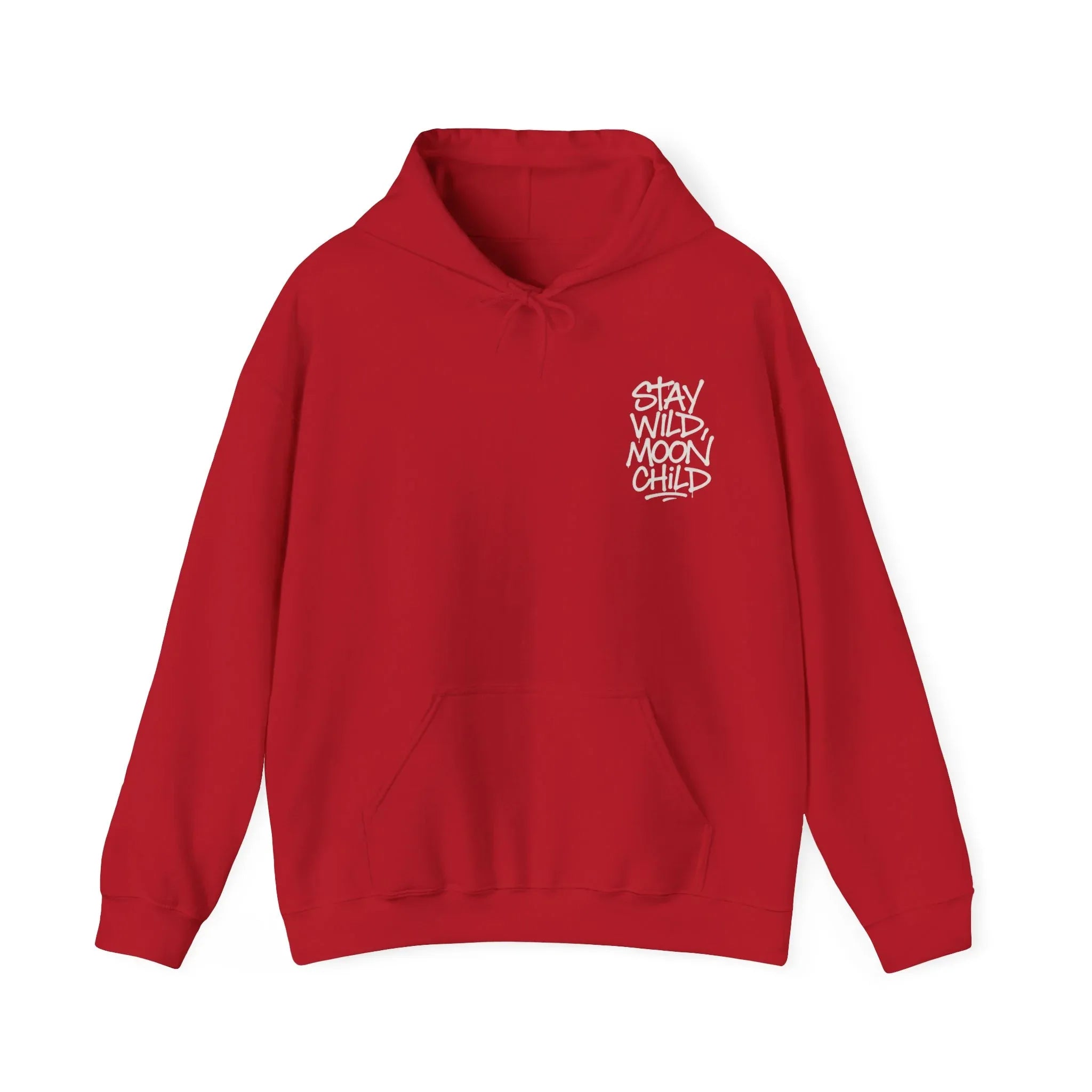 Red kids graphic hoodie with drawstring hood and front kangaroo pocket