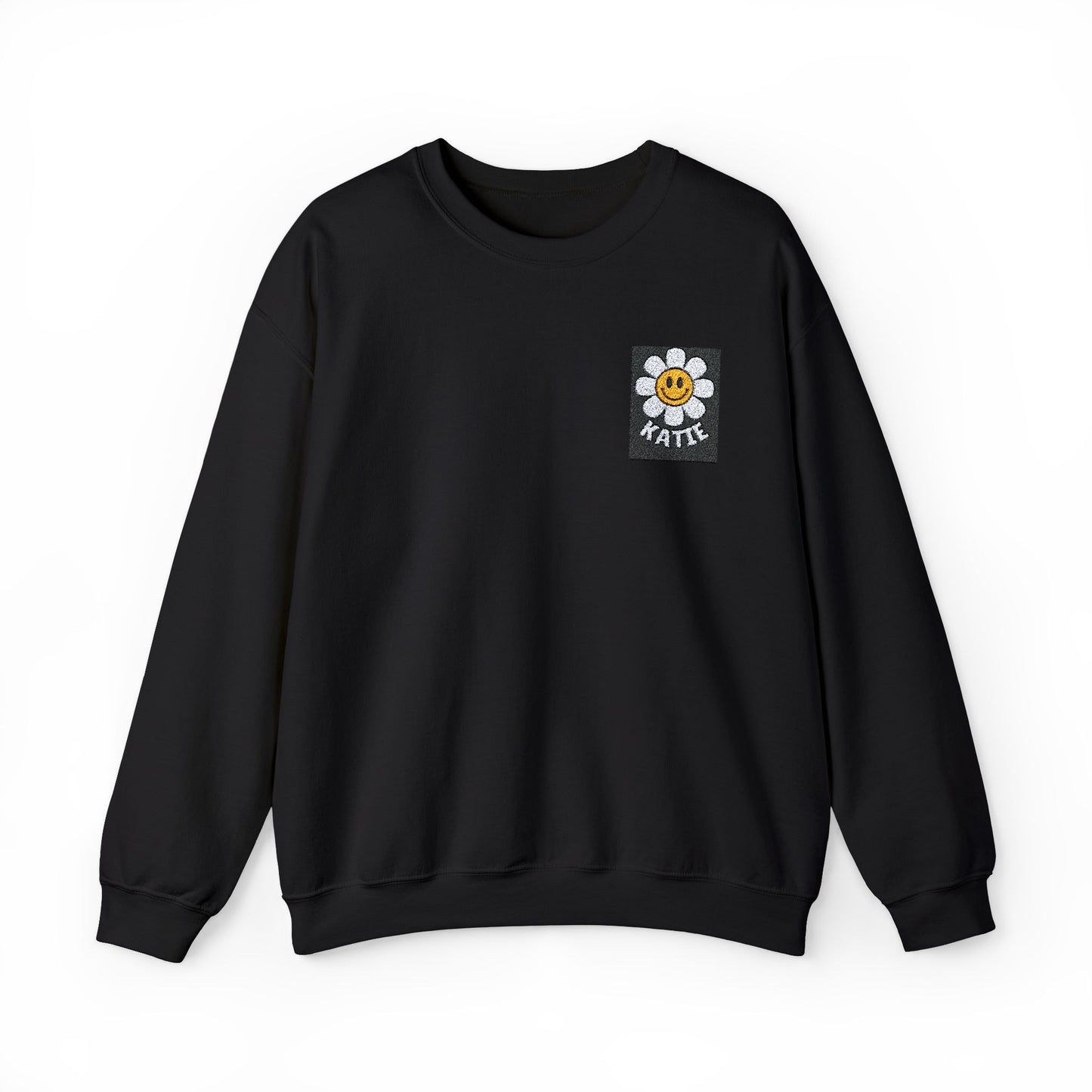 Embroidered Flower Patch Sweatshirt with Custom Name - Unisex