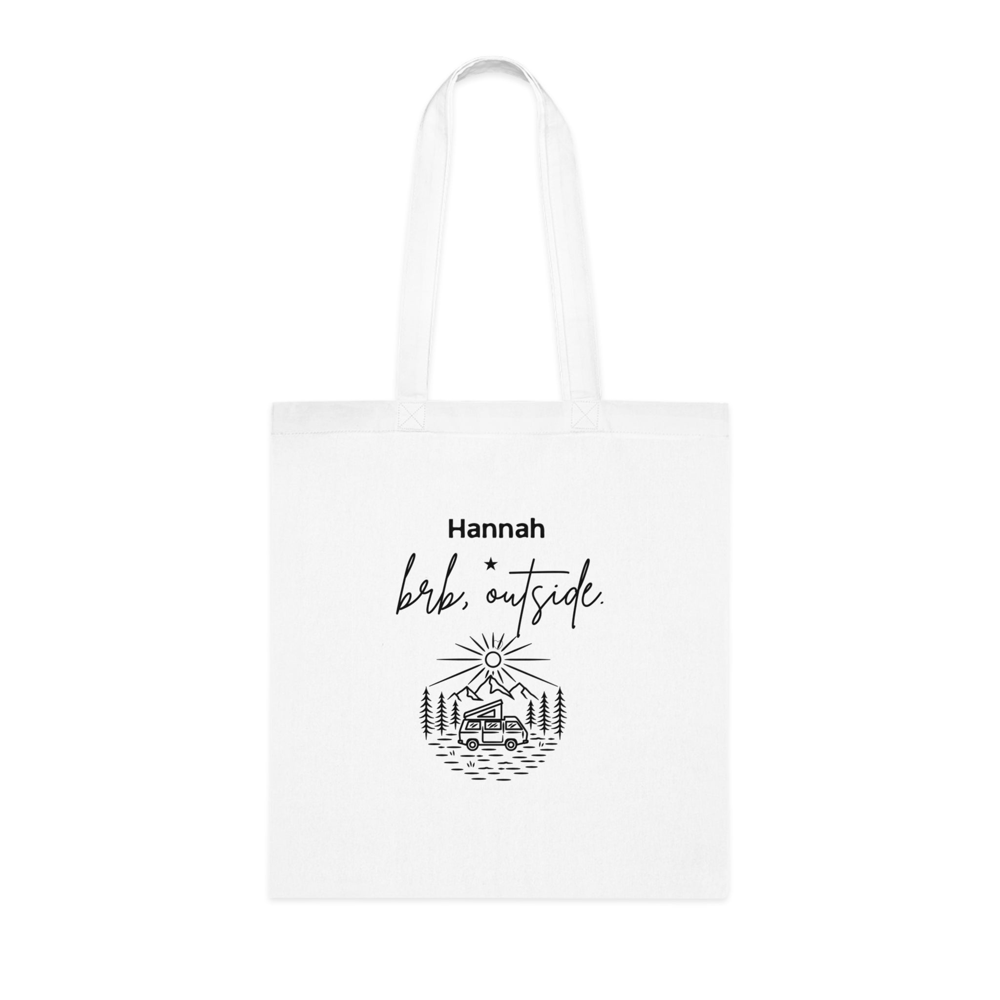 Personalised 'BRB, Outside' Tote Bag — Custom Name Nature Illustration