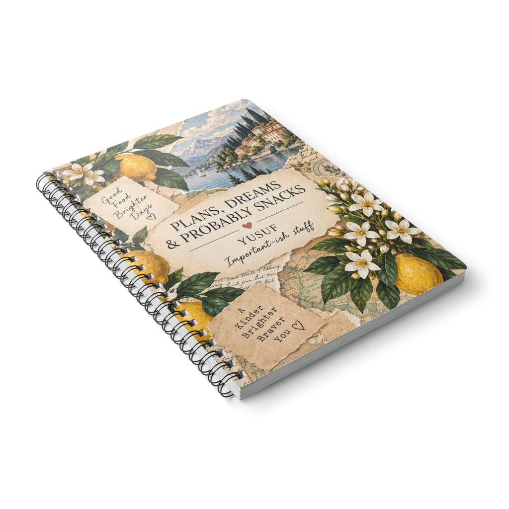 Plans, Dreams & Probably Snacks — Personalised A5 Lined Notebook
