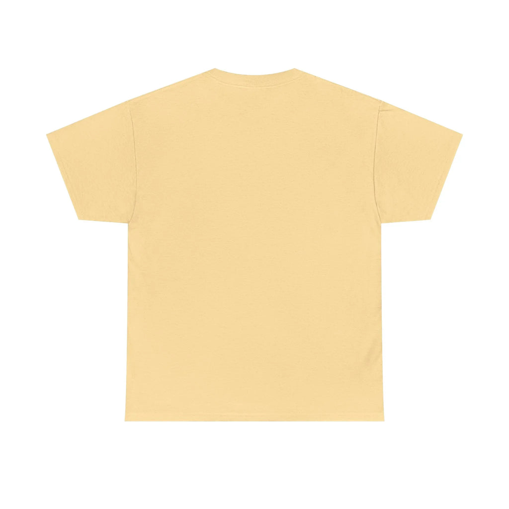 Unisex heavy cotton tee in light yellow, back view