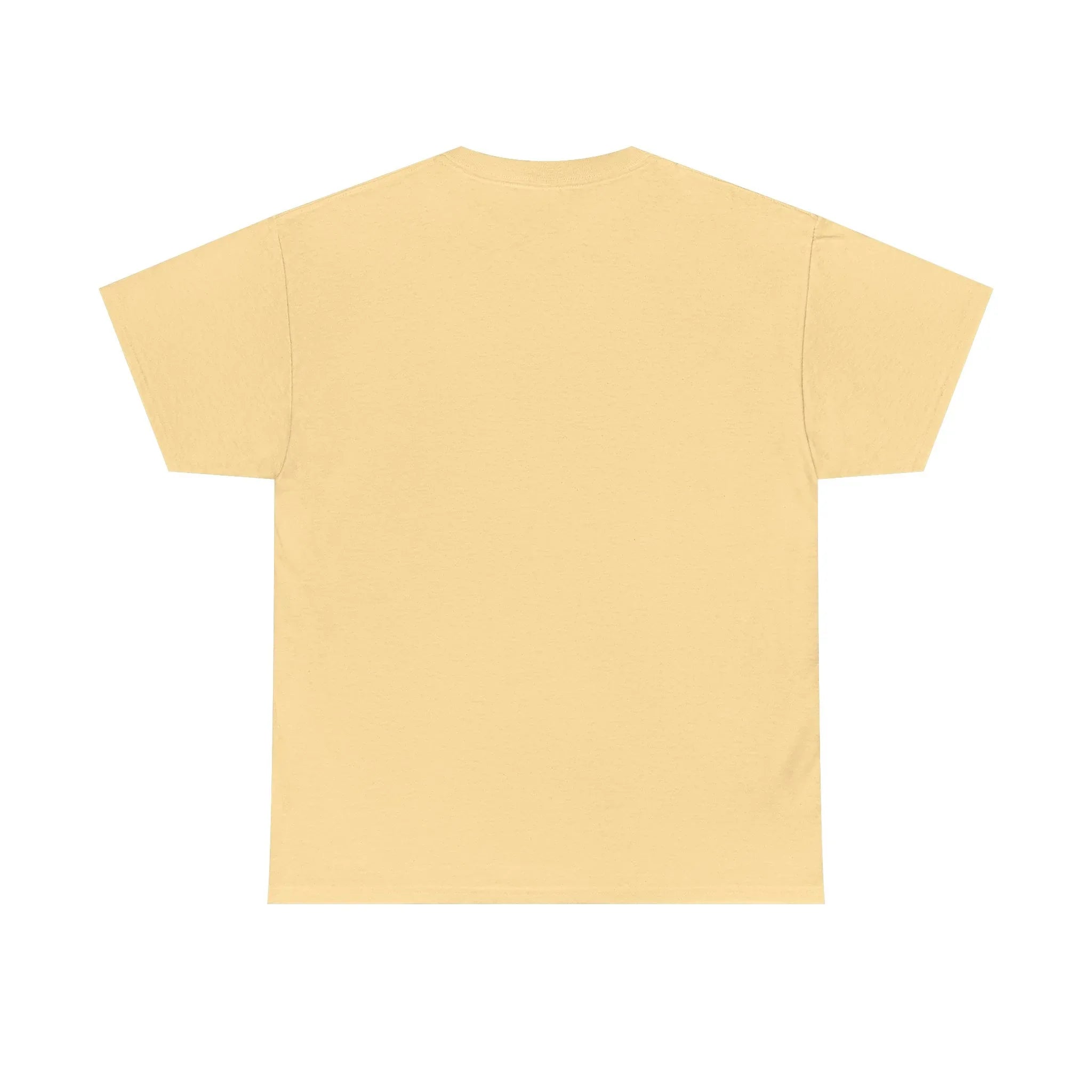 Unisex heavy cotton tee in light yellow, back view