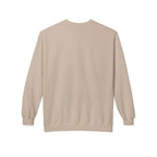 Sand sweatshirt, back view with crew neck and long sleeves.