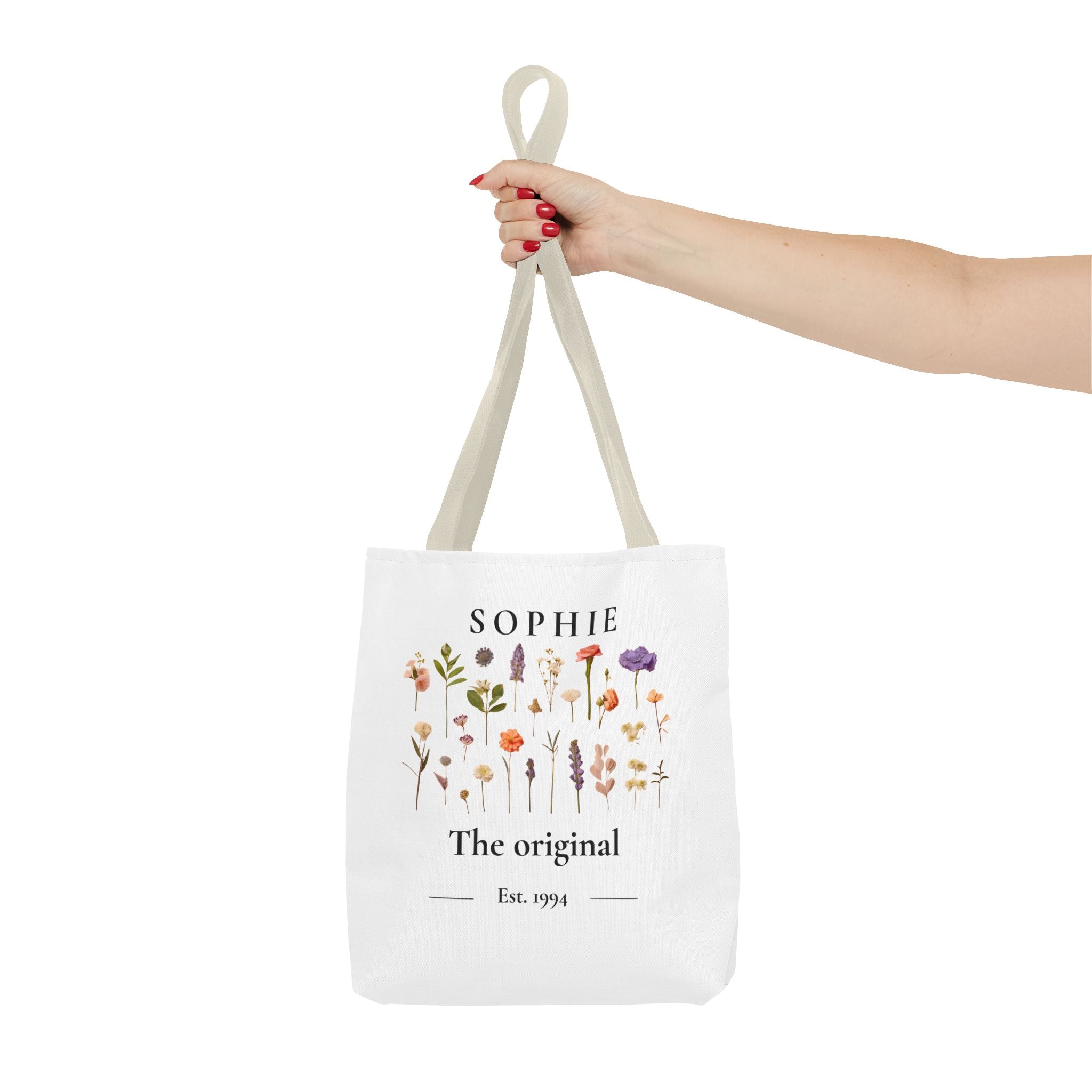 Personalised Floral Tote Bag — Custom Name & Year Garden Tote Gift