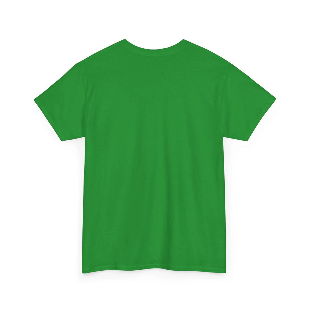 Green unisex heavy cotton t-shirt with crew neck and short sleeves, front view