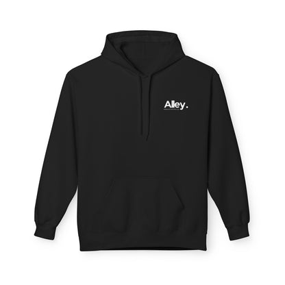 Alley. Minimalist Chest Logo Hoodie — Lightweight White Pullover
