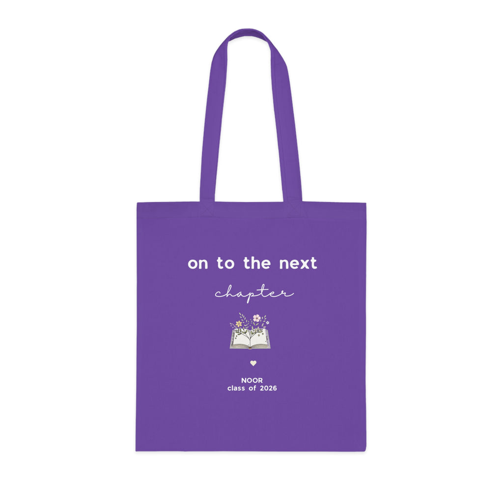 On to the Next Chapter Cotton Tote — Personalized Graduation Book Tote (Class of 2026)