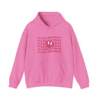 Pink hooded sweatshirt with kangaroo pocket and birthday graphic front print