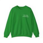 Green birthday sweatshirt with 'a year wiser, a world kinder' print