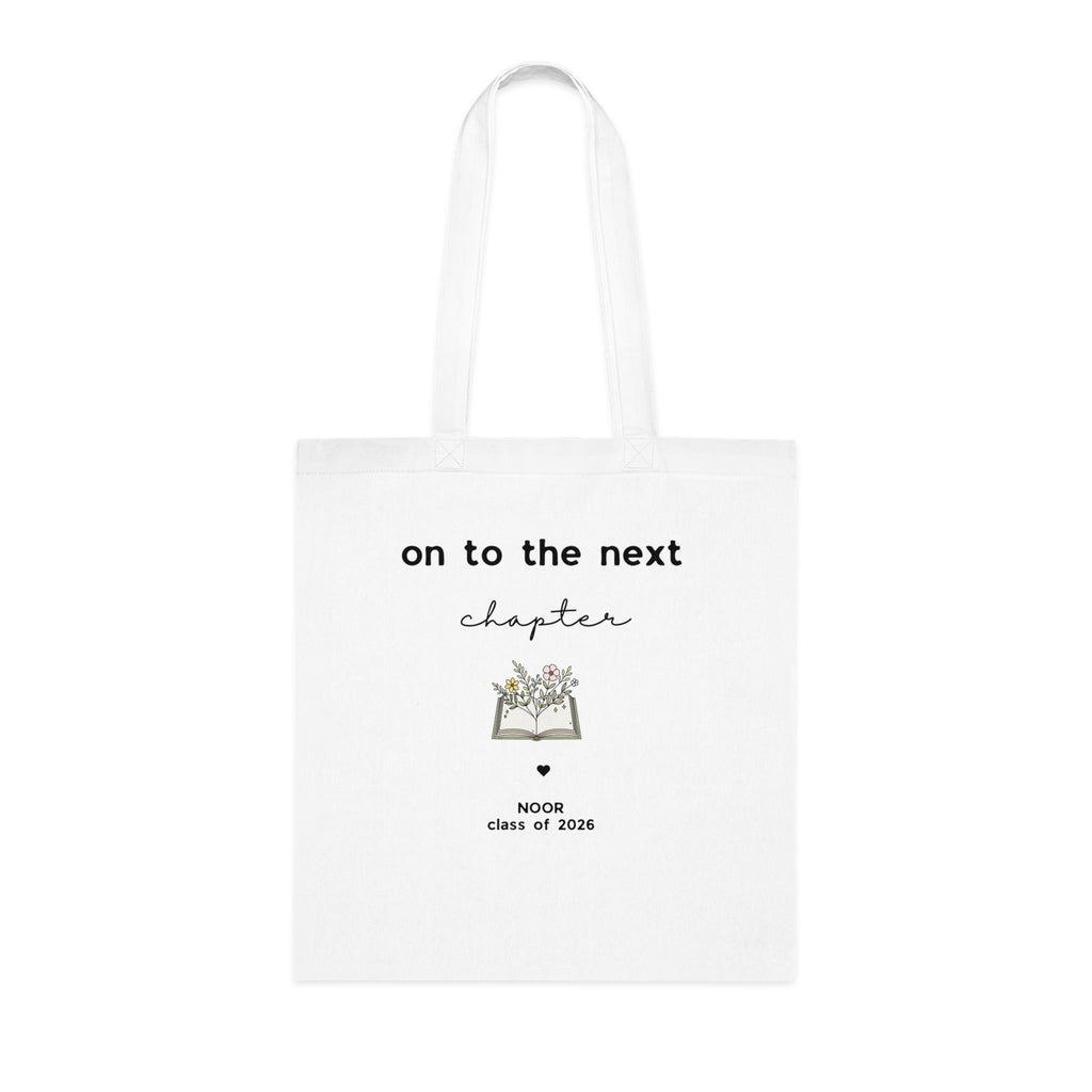 On to the Next Chapter Cotton Tote — Personalized Graduation Book Tote (Class of 2026)