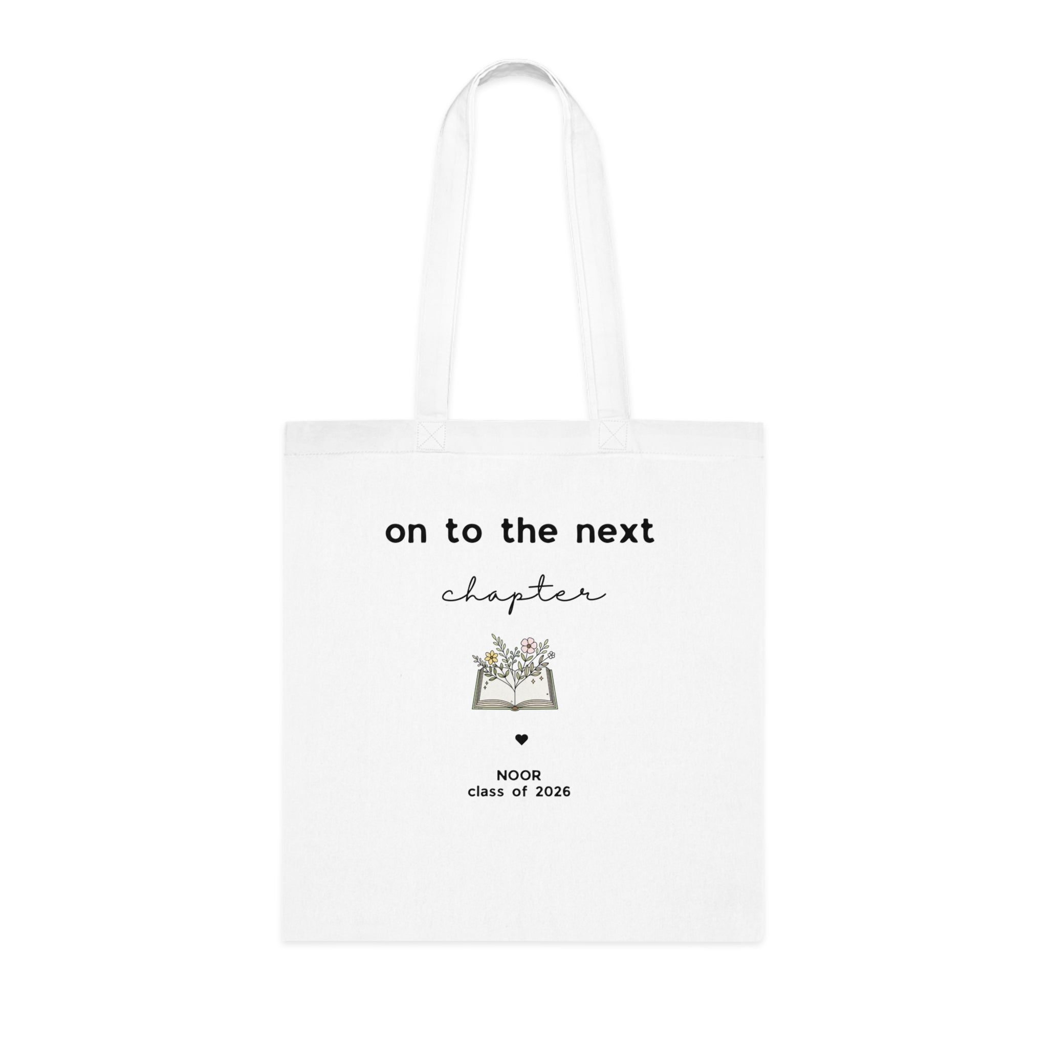 On to the Next Chapter Cotton Tote — Personalized Graduation Book Tote (Class of 2026)