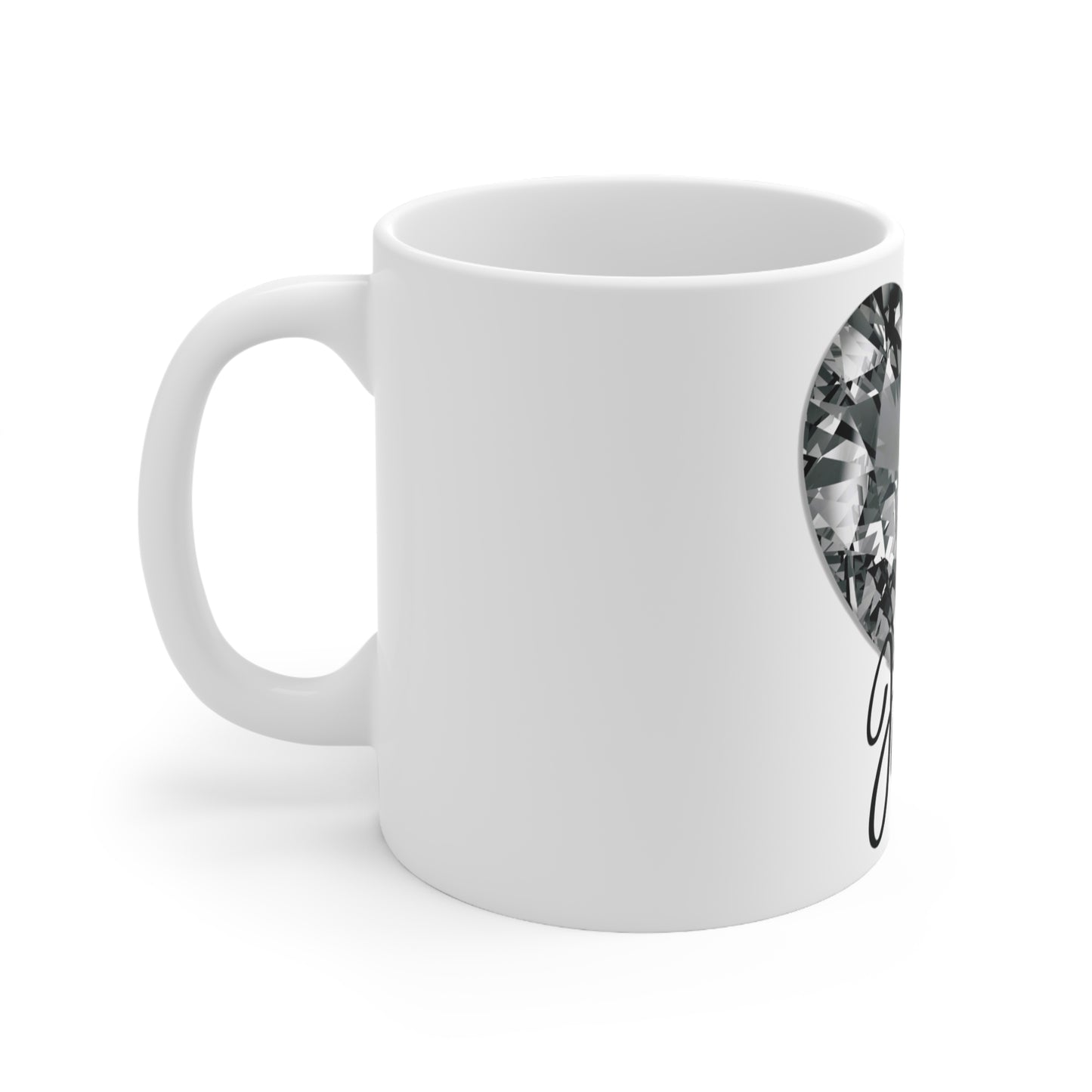 Personalized Silver Sparkle Love Heart Mug