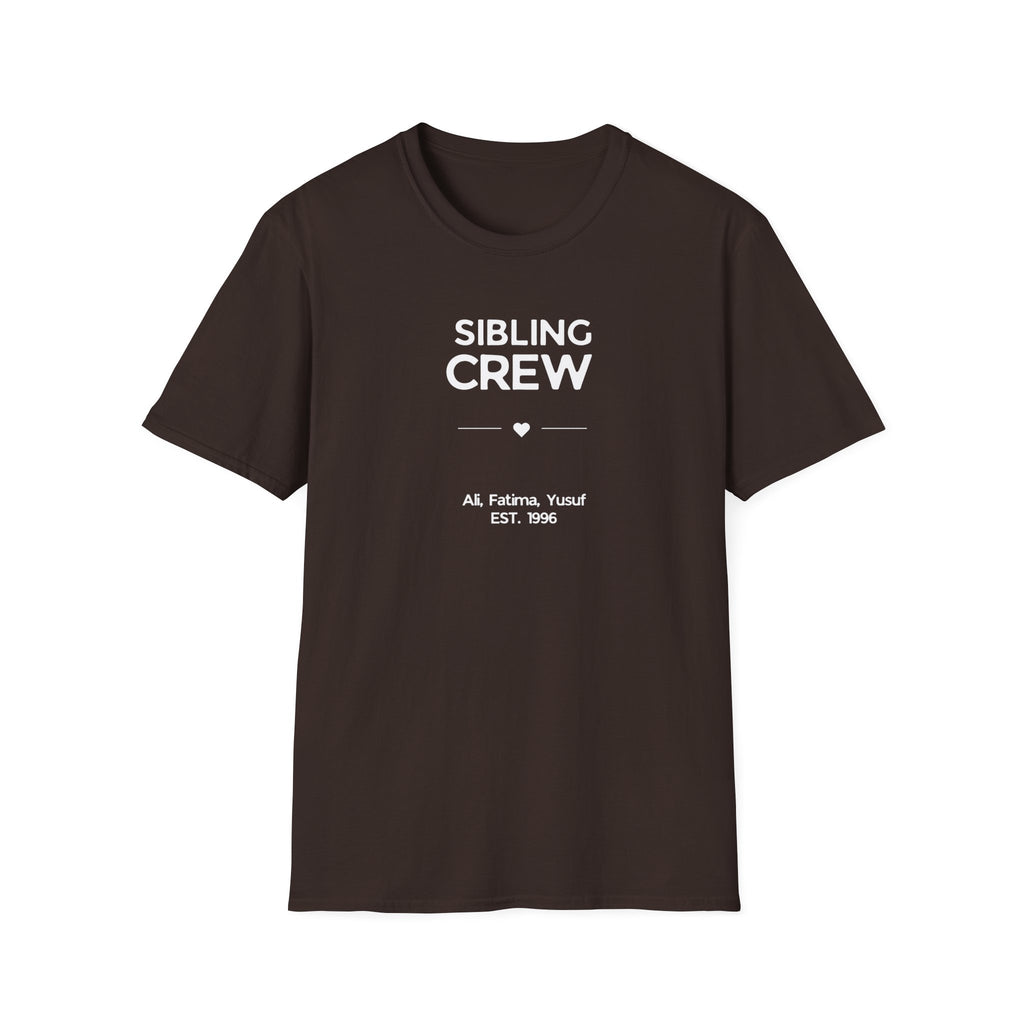 Sibling Crew T-Shirt — Personalised Names & EST. Date Family Tee