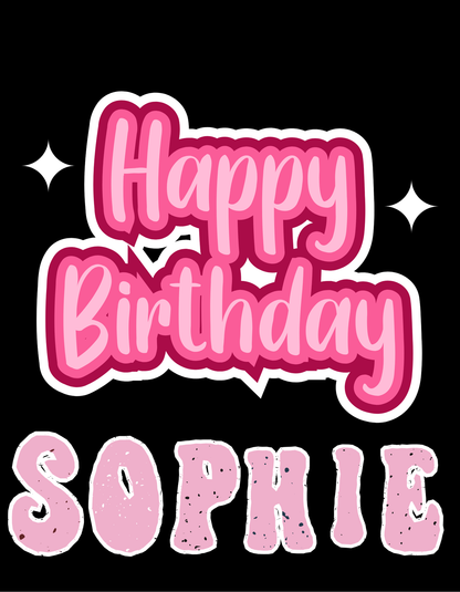 Kids Tee Personalised Name Happy Birthday T-Shirt