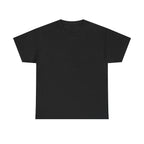 Black heavy cotton T-shirt with crew neck and short sleeves, unisex fit.