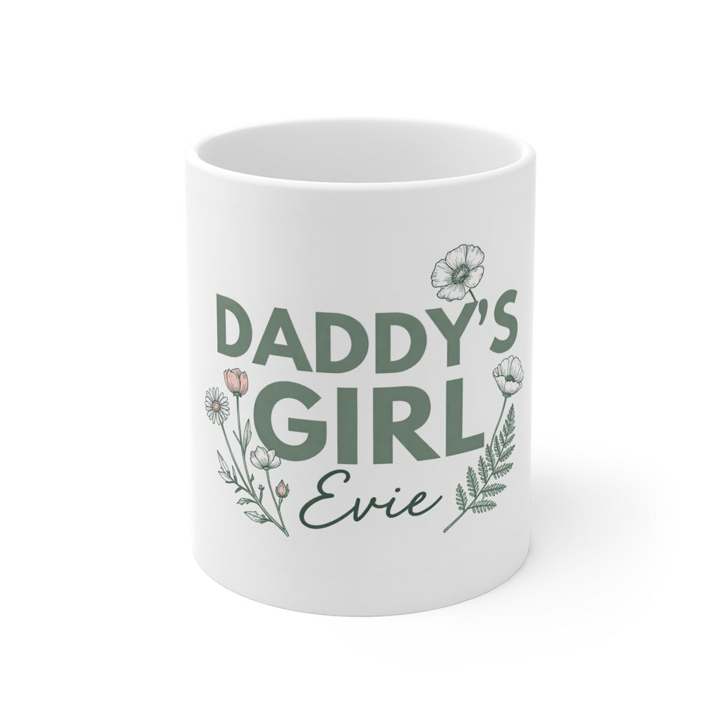 Personalised Daddy's Girl Mug — Floral Name Coffee Cup Gift for Dad
