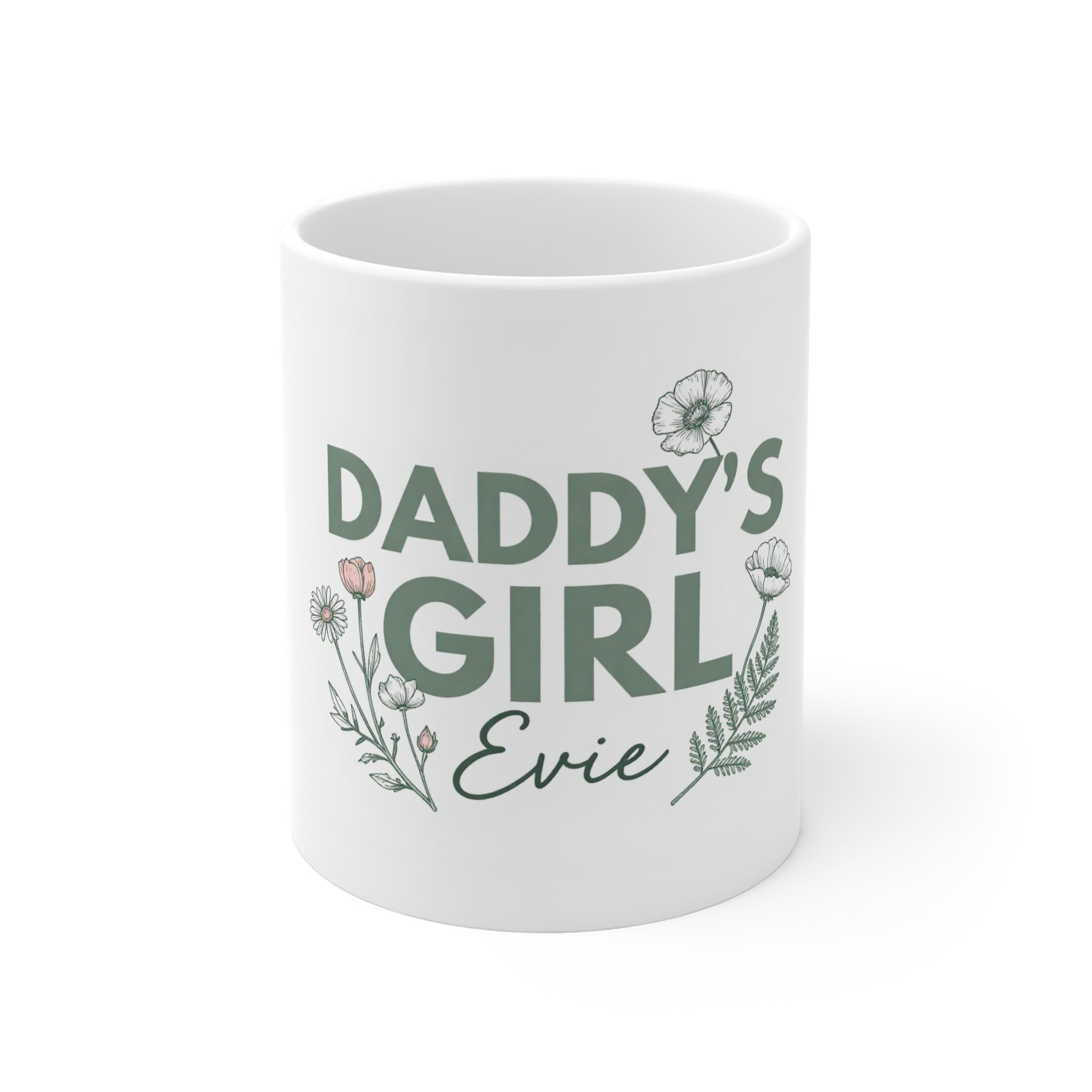 Personalised Daddy's Girl Mug — Floral Name Coffee Cup Gift for Dad