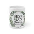 Personalised Best Man Mug | Greenery Wreath Wedding Gift with Name & Date UK