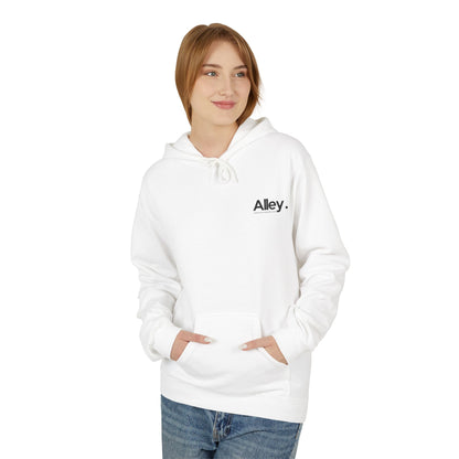 Alley. Minimalist Chest Logo Hoodie — Lightweight White Pullover