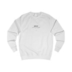 Arctic white sweatshirt, back view with small chest logo and heart emblem